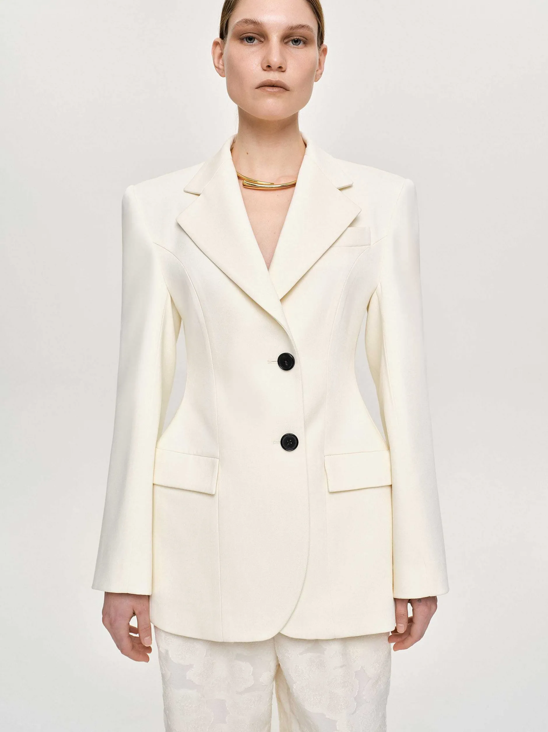 Frauen Source Unknown Oberbekleidung<Poldo Sanduhr-Blazer, Creme