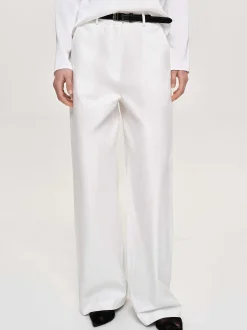 Frauen Source Unknown Kleidung<Popeline-Hose Mit Weitem Bein, Weis