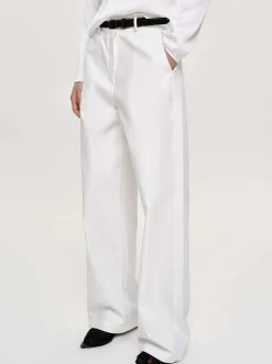 Frauen Source Unknown Kleidung<Popeline-Hose Mit Weitem Bein, Weis