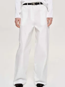 Frauen Source Unknown Kleidung<Popeline-Hose Mit Weitem Bein, Weis