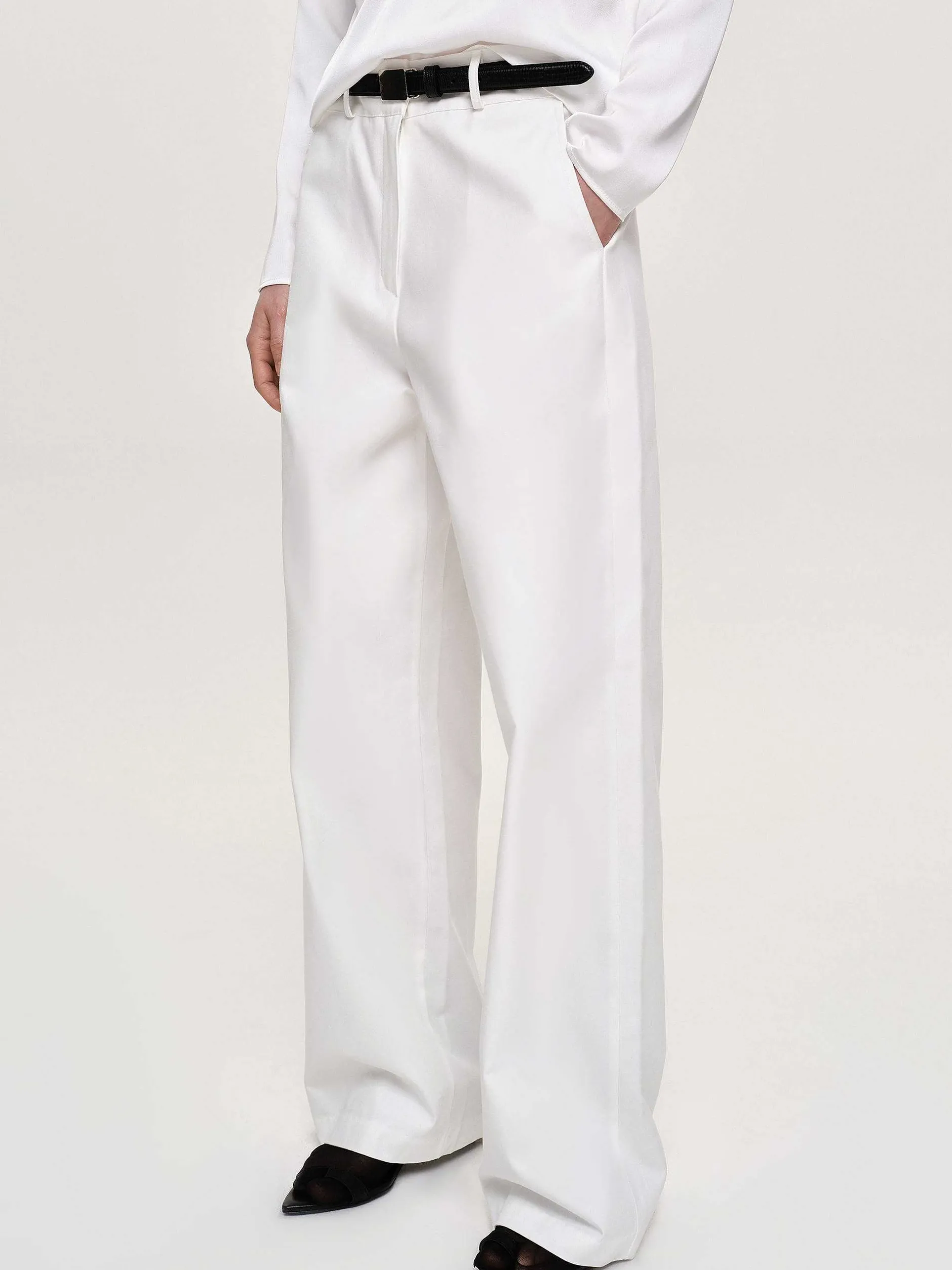 Frauen Source Unknown Unterteile<Popeline-Hose Mit Weitem Bein, Weis
