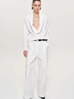 Frauen Source Unknown Unterteile<Popeline-Hose Mit Weitem Bein, Weis