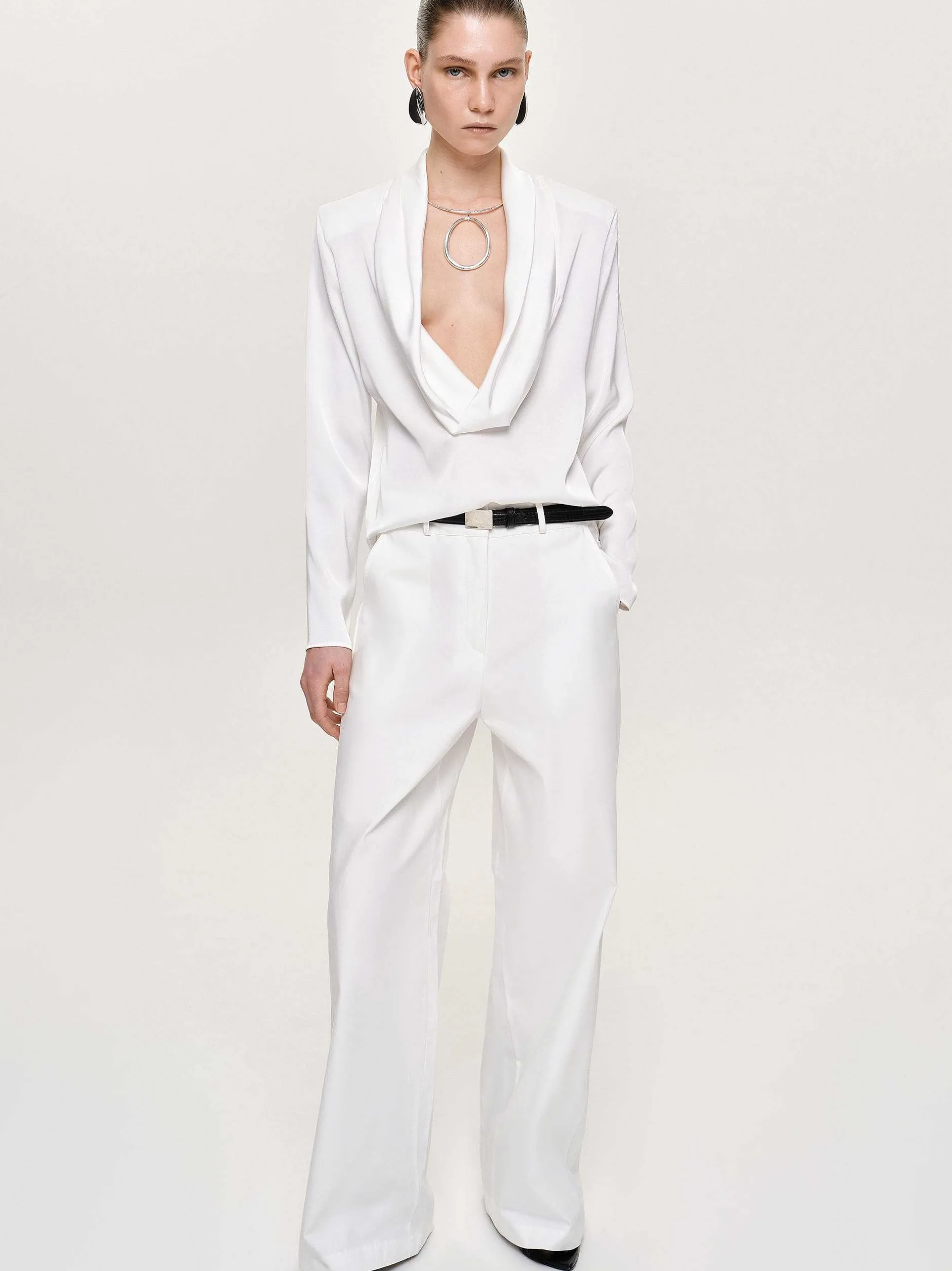 Frauen Source Unknown Unterteile<Popeline-Hose Mit Weitem Bein, Weis