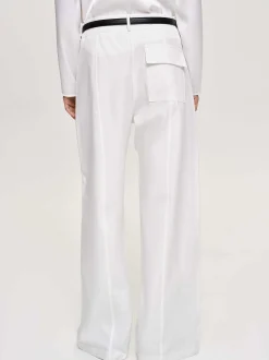 Frauen Source Unknown Unterteile<Popeline-Hose Mit Weitem Bein, Weis