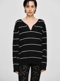 Frauen Source Unknown Strickwaren<Pullover Mit Tiefem V-Ausschnitt, Schwarz