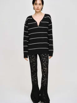 Frauen Source Unknown Kleidung<Pullover Mit Tiefem V-Ausschnitt, Schwarz