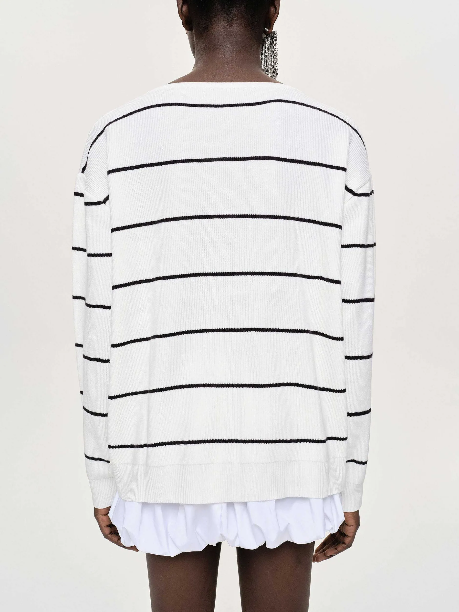 Frauen Source Unknown Kleidung<Pullover Mit Tiefem V-Ausschnitt, Weis Gestreift