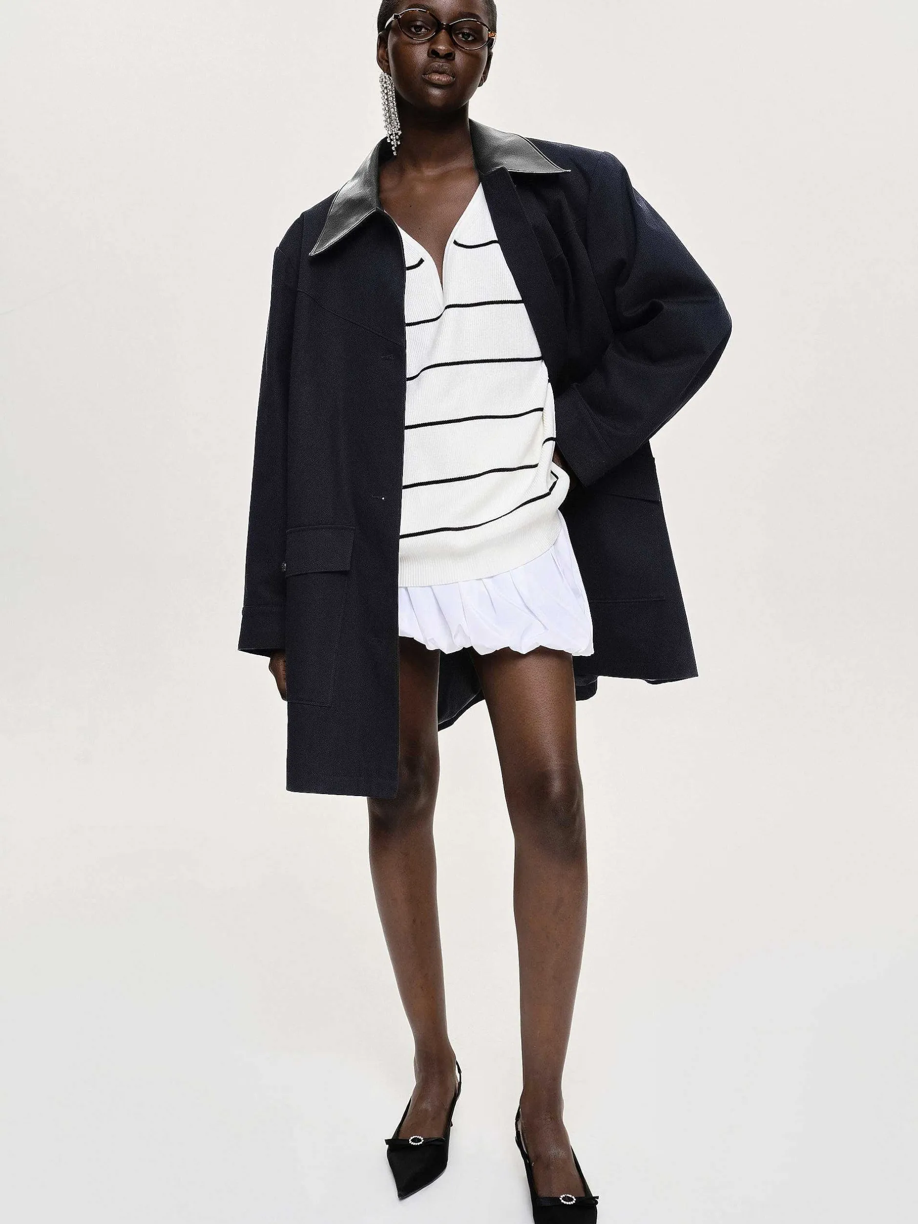 Frauen Source Unknown Kleidung<Pullover Mit Tiefem V-Ausschnitt, Weis Gestreift