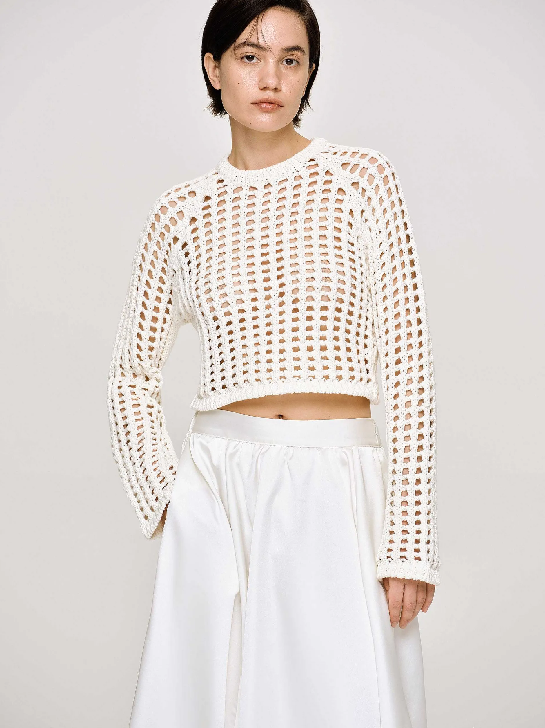Frauen Source Unknown Strickwaren<Reef Net Strickoberteil, Elfenbein