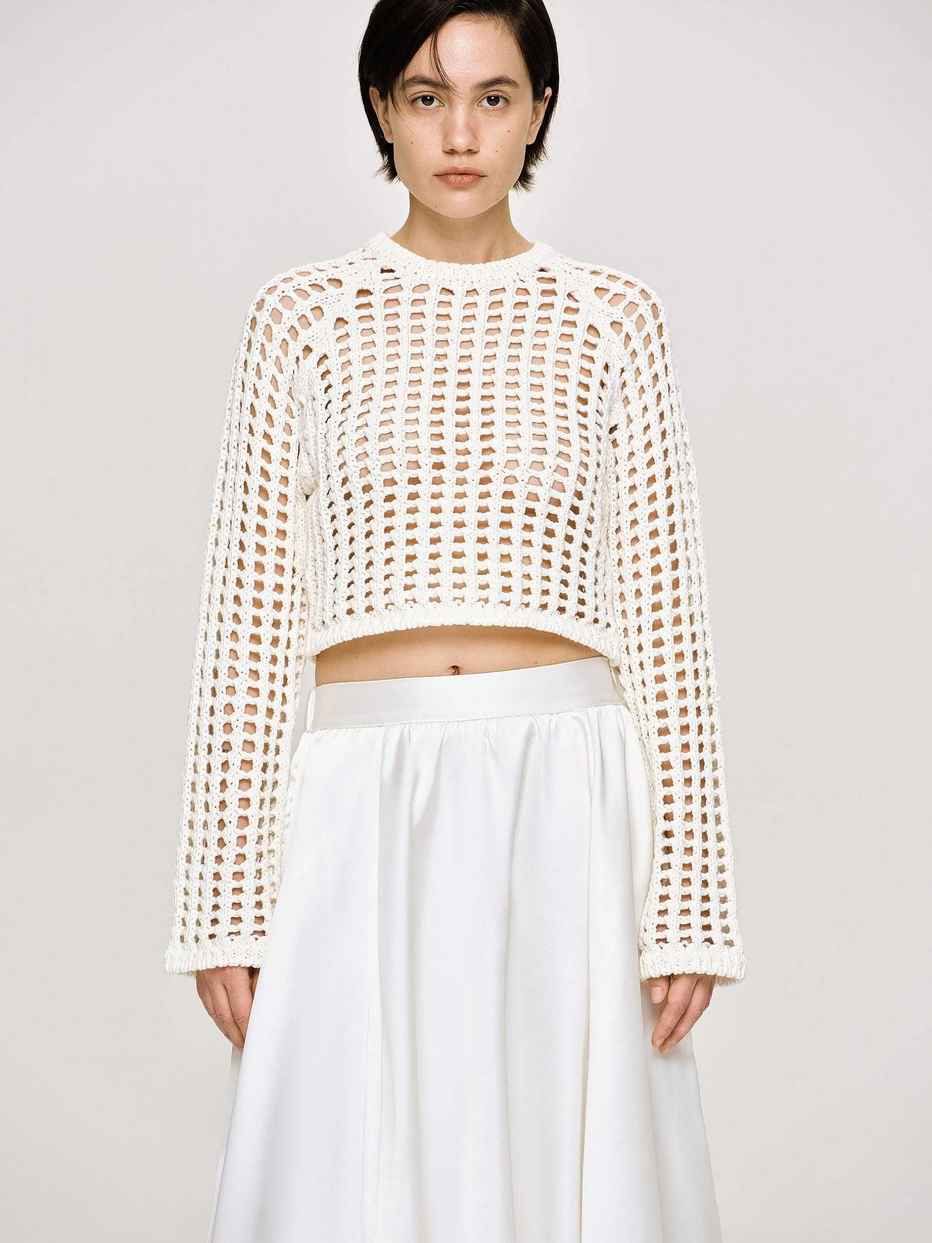 Frauen Source Unknown Strickwaren<Reef Net Strickoberteil, Elfenbein