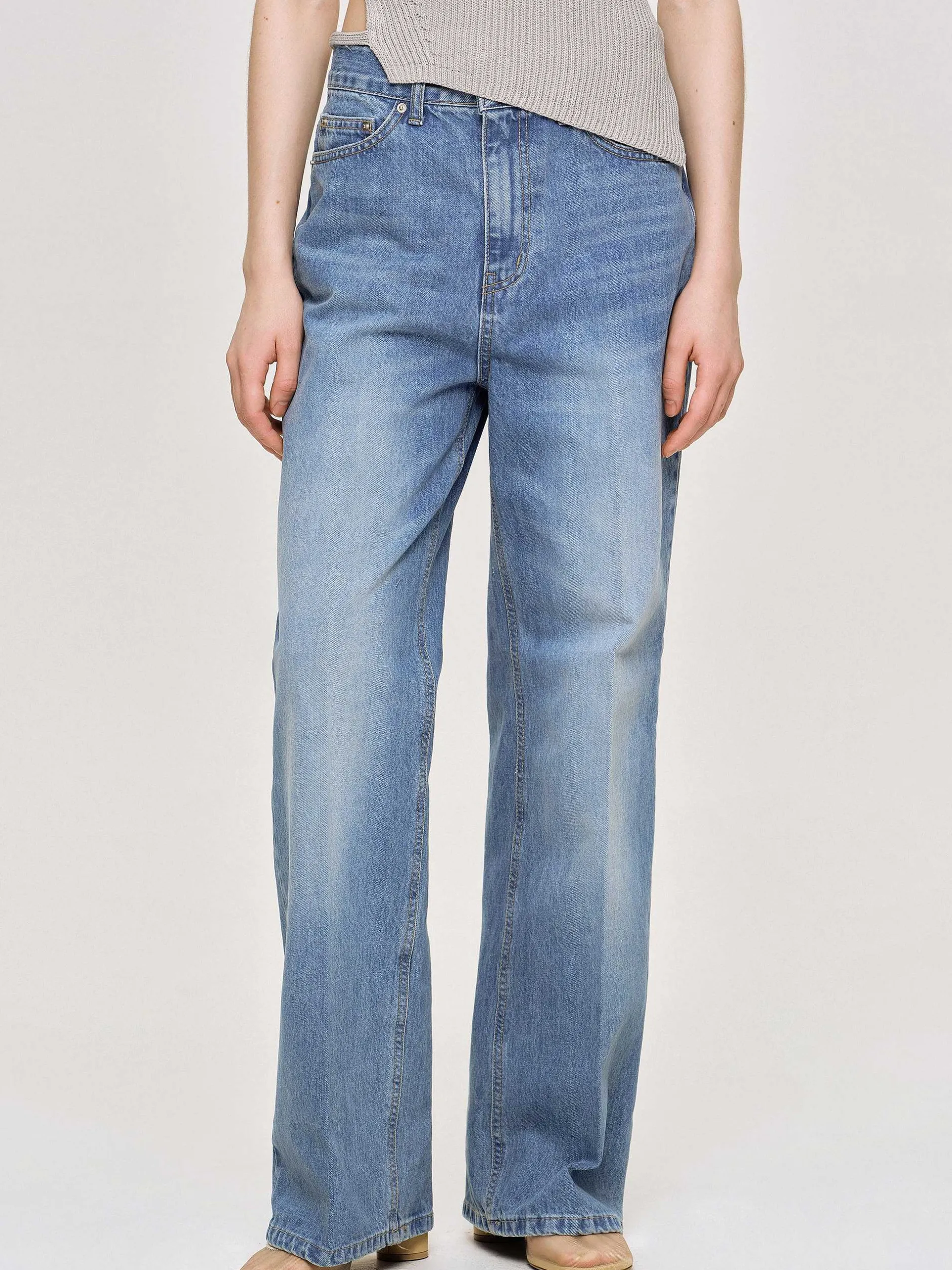 Frauen Source Unknown Denim<Relaxed Straight Jeans, Mittlere Waschung
