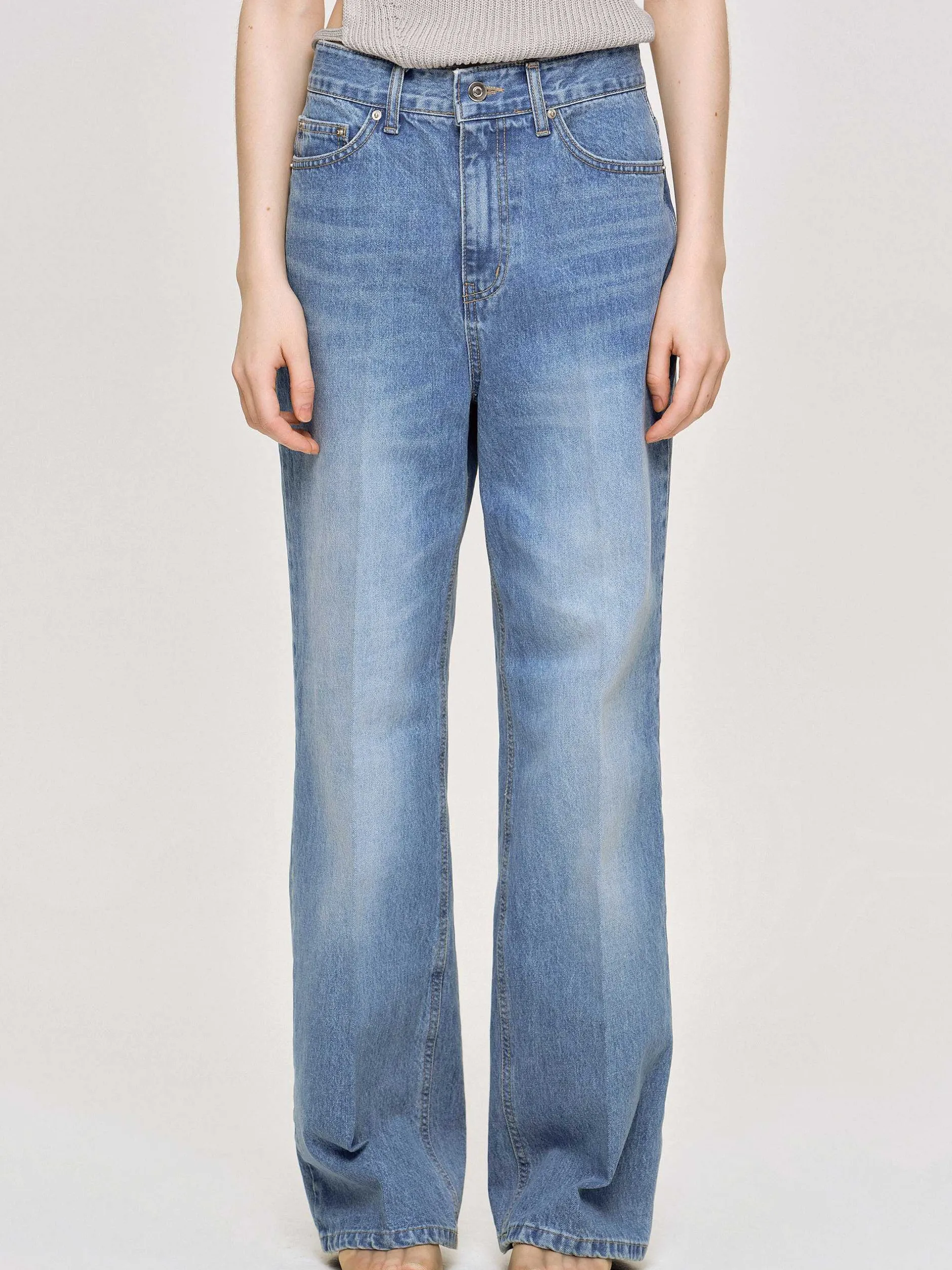 Frauen Source Unknown Denim<Relaxed Straight Jeans, Mittlere Waschung