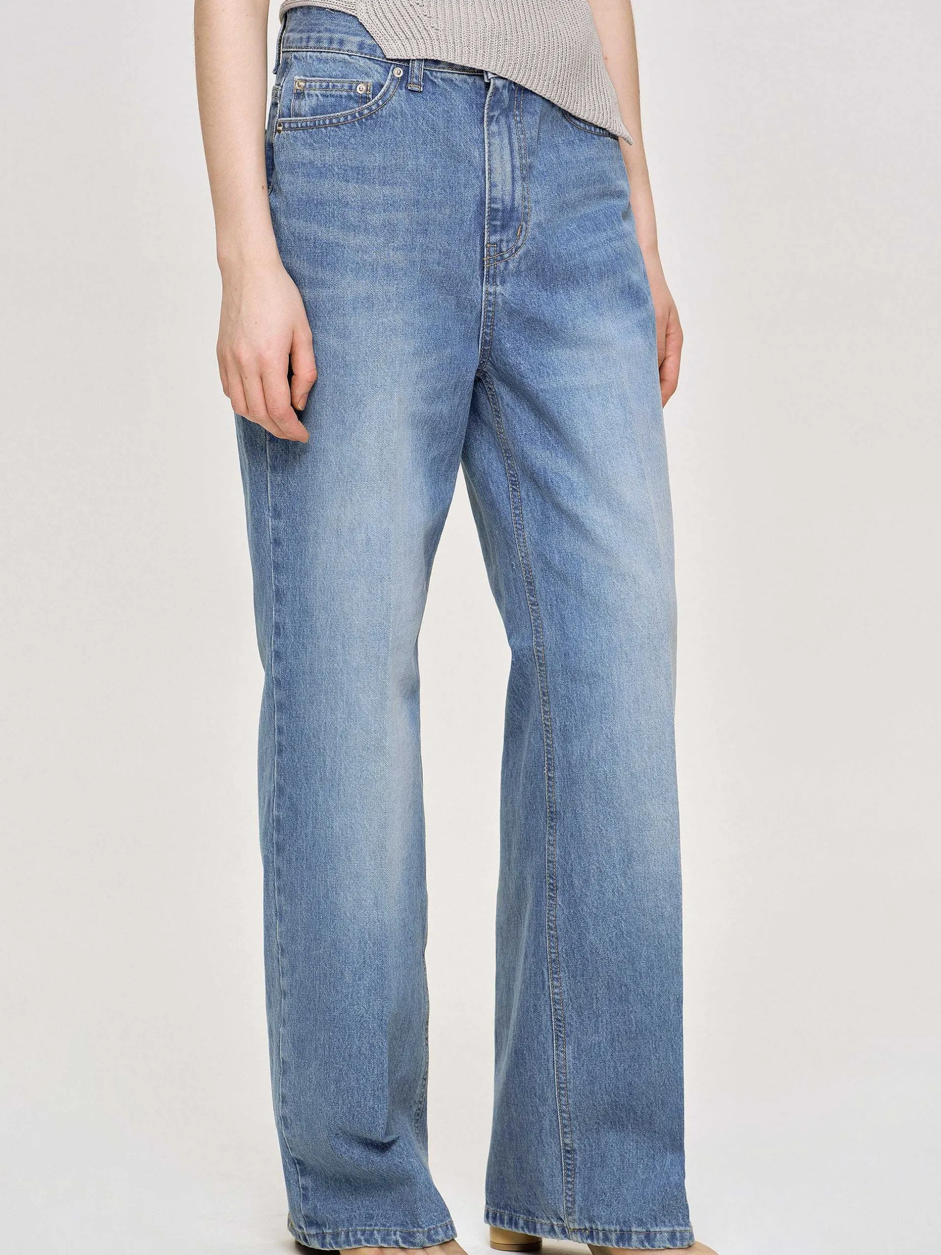 Frauen Source Unknown Denim<Relaxed Straight Jeans, Mittlere Waschung