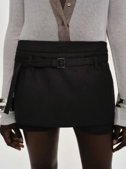 Frauen Source Unknown Kleidung<Rioni Mini-Skort Mit Gurtel, Black Bean