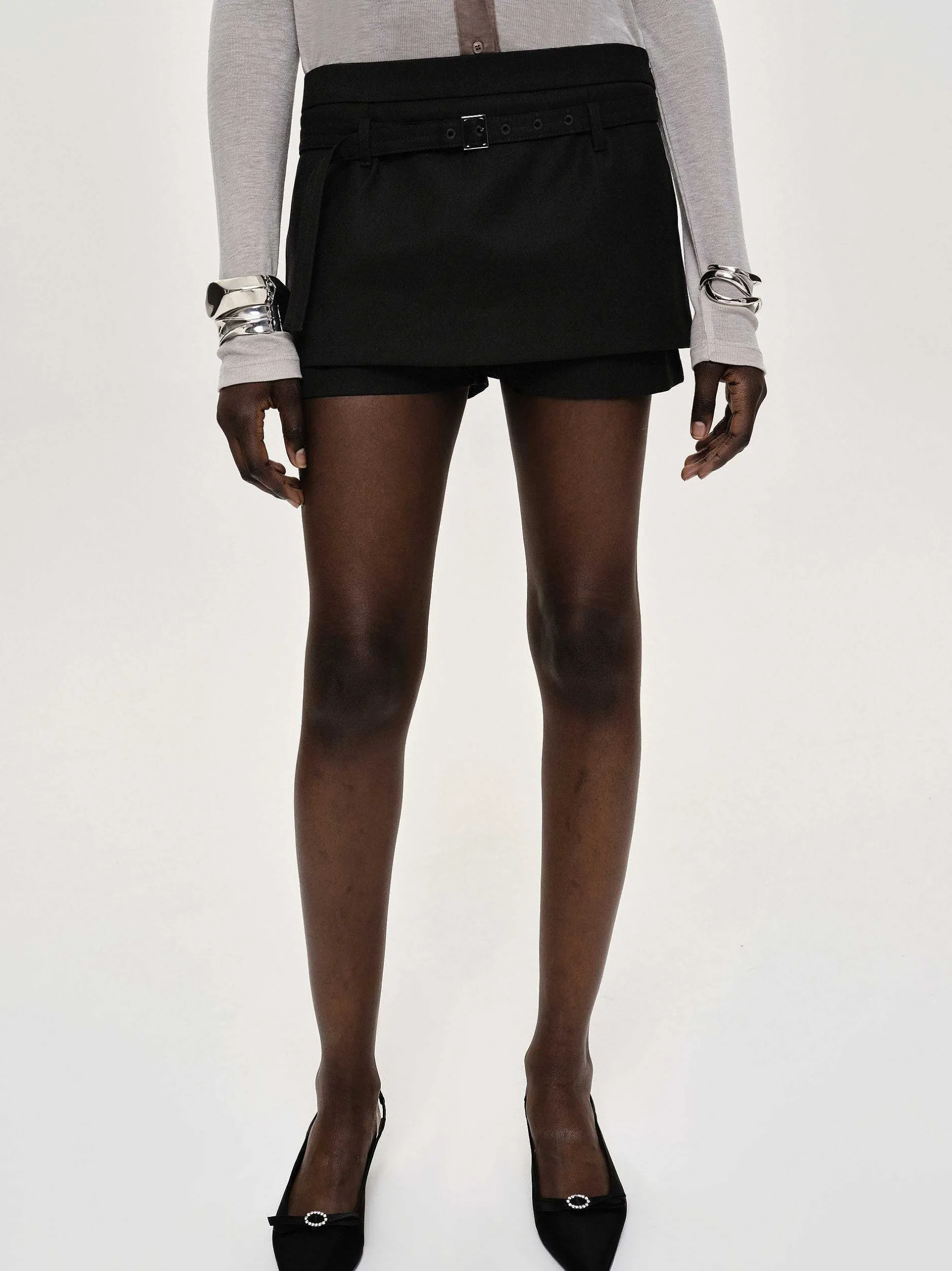 Frauen Source Unknown Kleidung<Rioni Mini-Skort Mit Gurtel, Black Bean