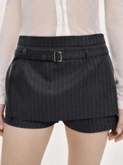 Frauen Source Unknown Kleidung<Rioni Mini-Skort Mit Gurtel, Anthrazit Gestreift