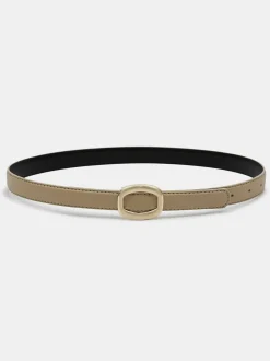 Frauen Source Unknown Kleidung<Runder Sechseckiger Ledergurtel, Beige/Gold