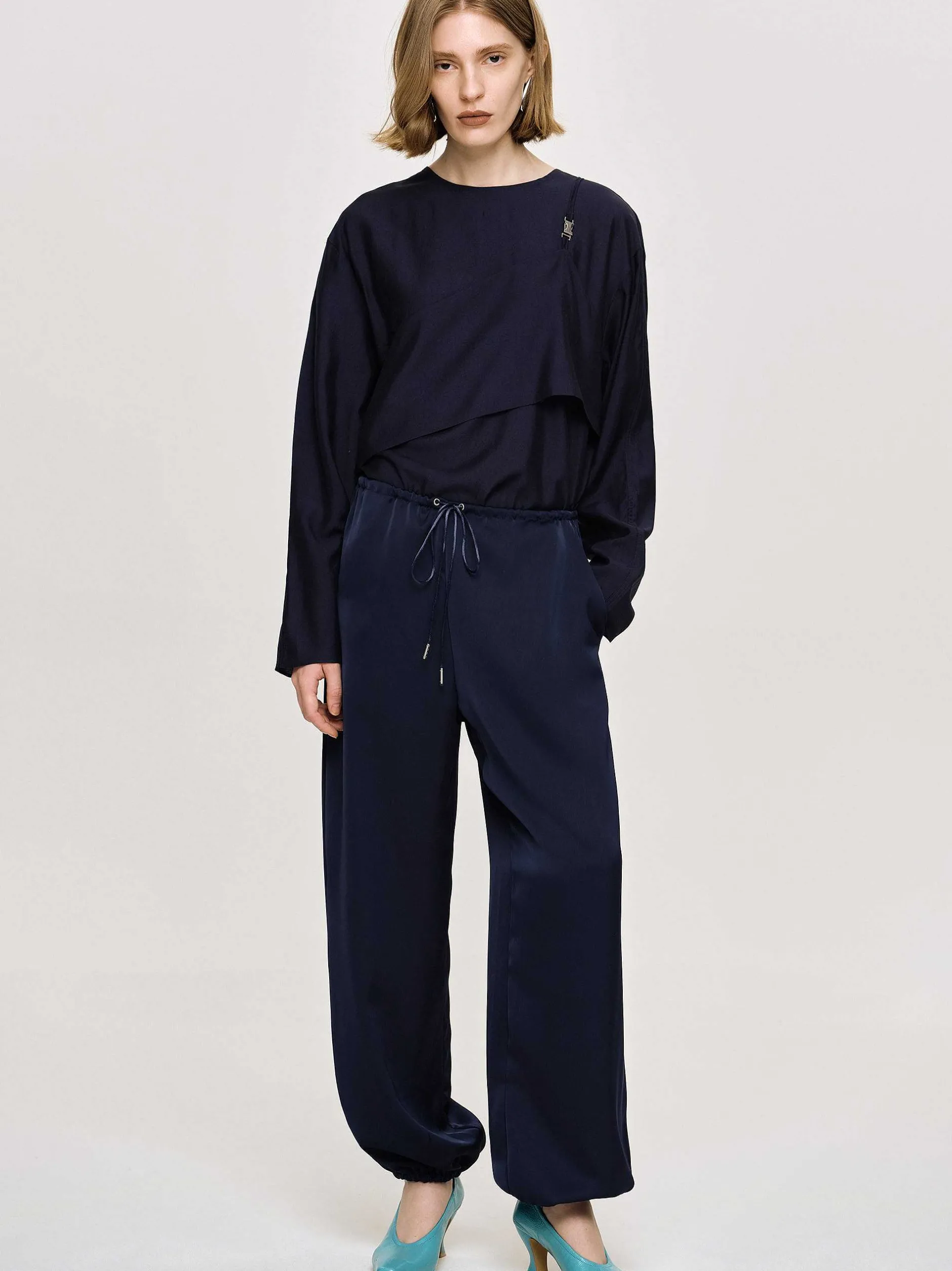 Frauen Source Unknown Kleidung<Satin-Jogginghose, Marineblau