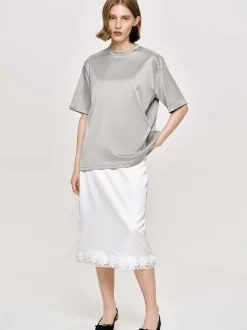 Frauen Source Unknown Zubehör<Satin-T-Shirt, Silber
