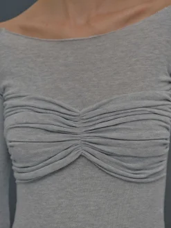 Frauen Source Unknown Oberteile<Schmales Bustier-Jersey-T-Shirt, Nebelgrau