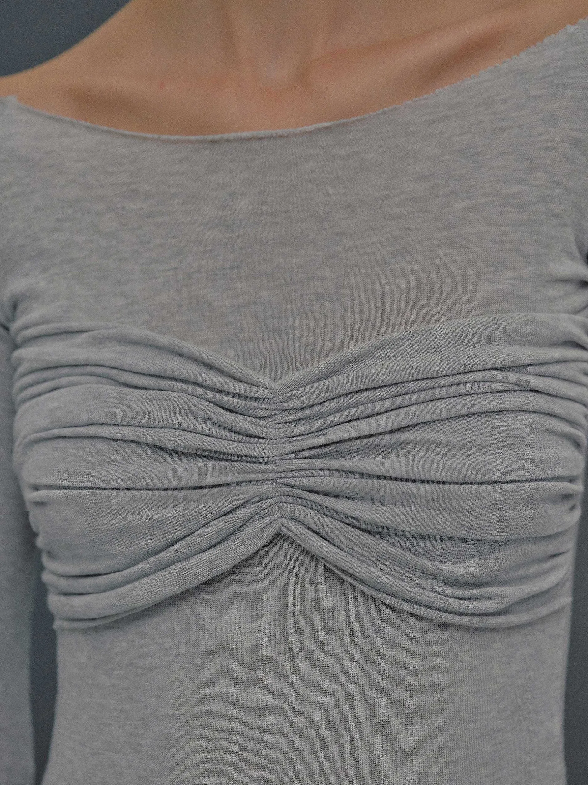 Frauen Source Unknown Kleidung<Schmales Bustier-Jersey-T-Shirt, Nebelgrau