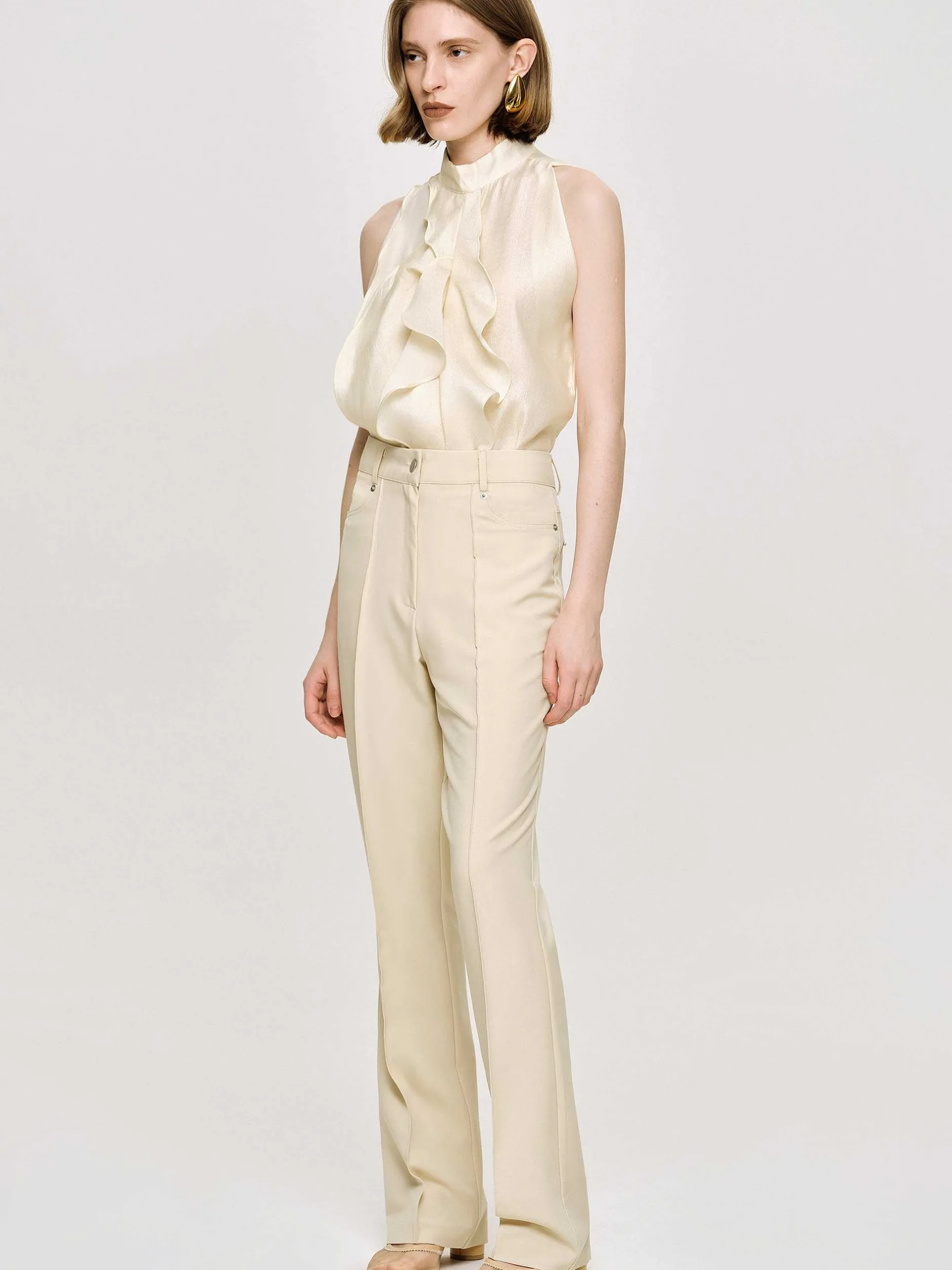 Frauen Source Unknown Unterteile<Slim-Faltenhose, Butter