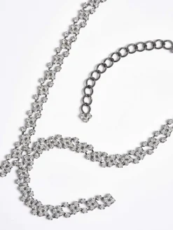 Frauen Source Unknown Zubehör<Strass-Tropfen-Halskette, Silber