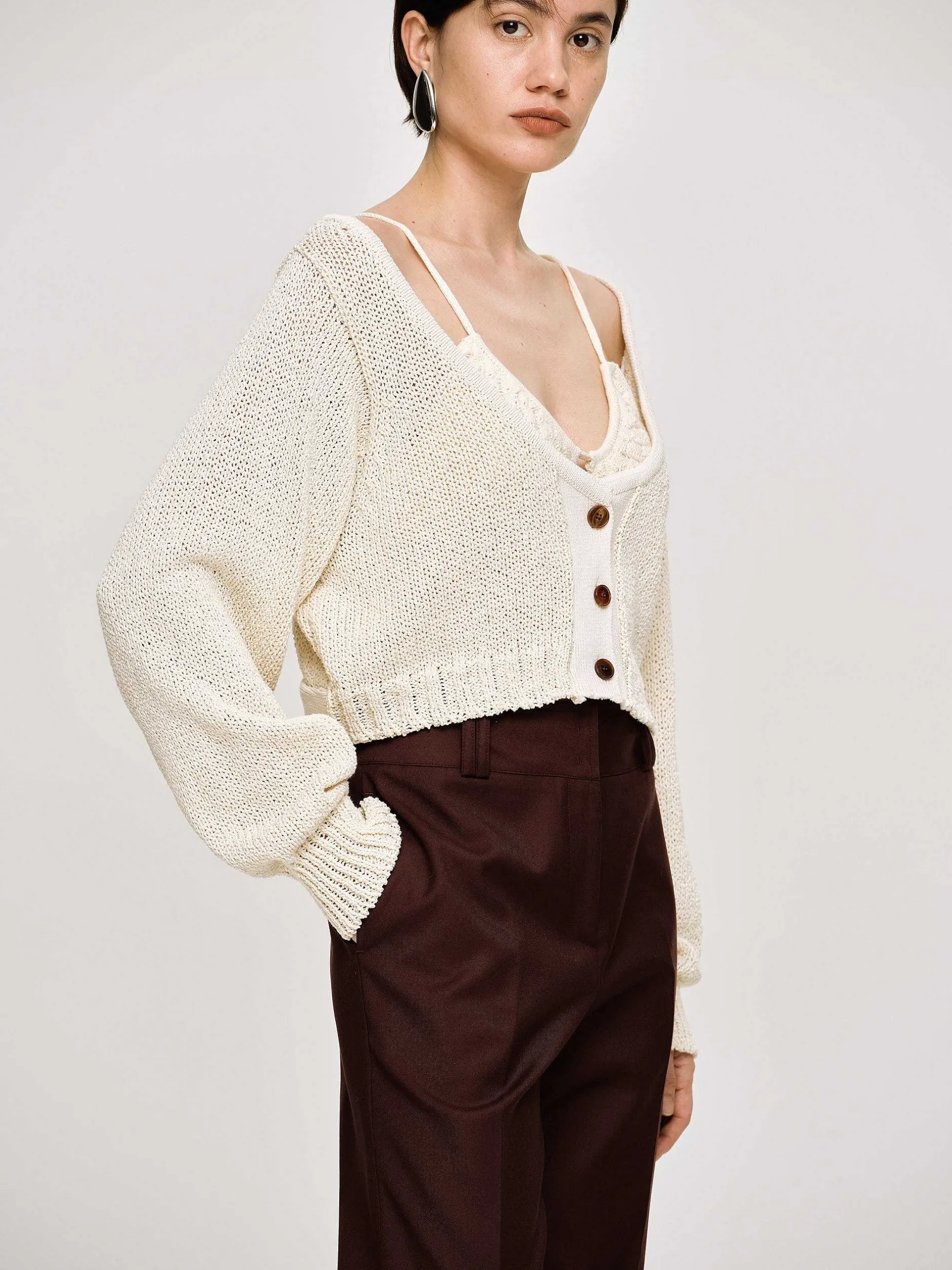 Frauen Source Unknown Strickwaren<Strickpullover Mit U-Ausschnitt, Mandel