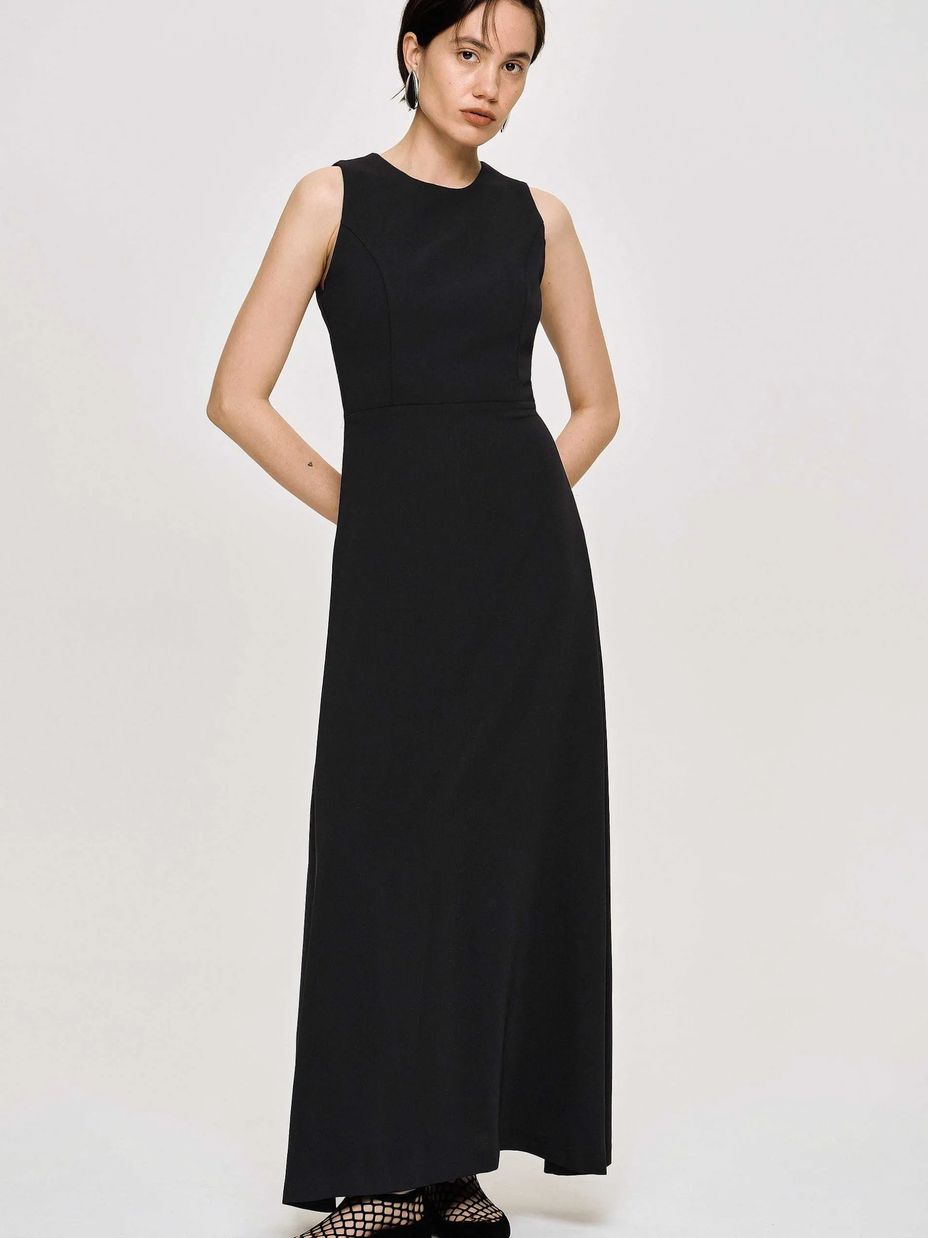 Frauen Source Unknown Kleidung<Tailliertes Maxikleid, Schwarz