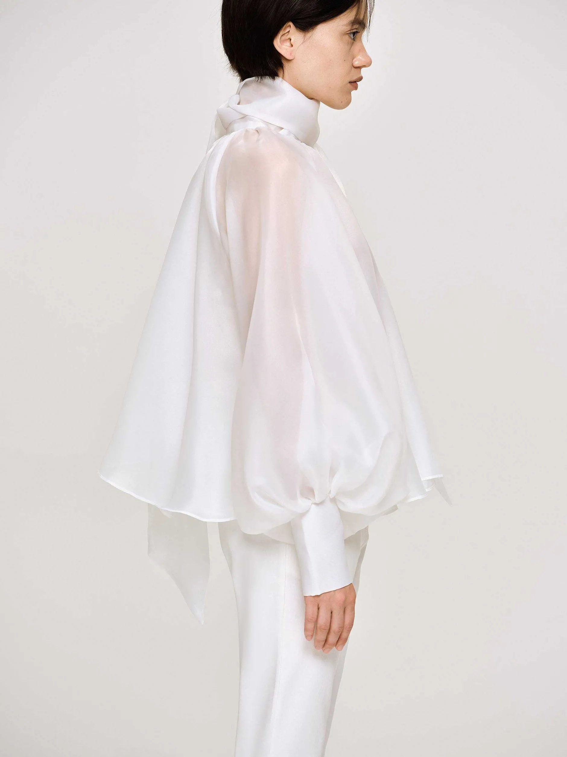Frauen Source Unknown Zubehör<Transparente Ballonbluse, Weis