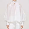 Frauen Source Unknown Zubehör<Transparente Ballonbluse, Weis