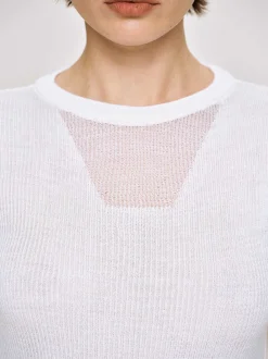 Frauen Source Unknown Strickwaren<Transparenter Armelstrick, Weis