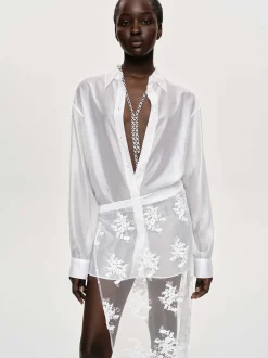 Frauen Source Unknown Zubehör<Transparentes Button-Down-Hemd, Weis