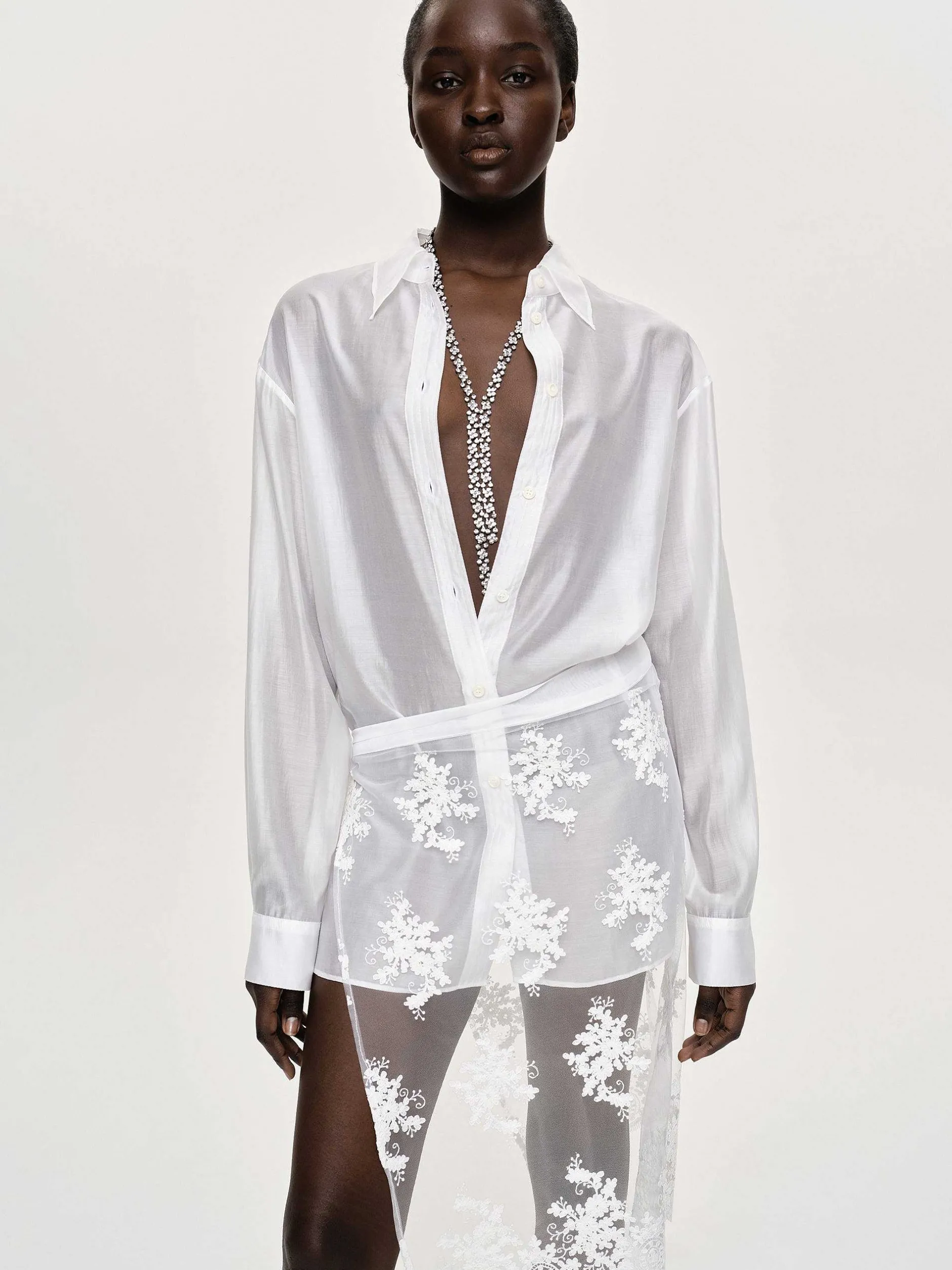 Frauen Source Unknown Zubehör<Transparentes Button-Down-Hemd, Weis