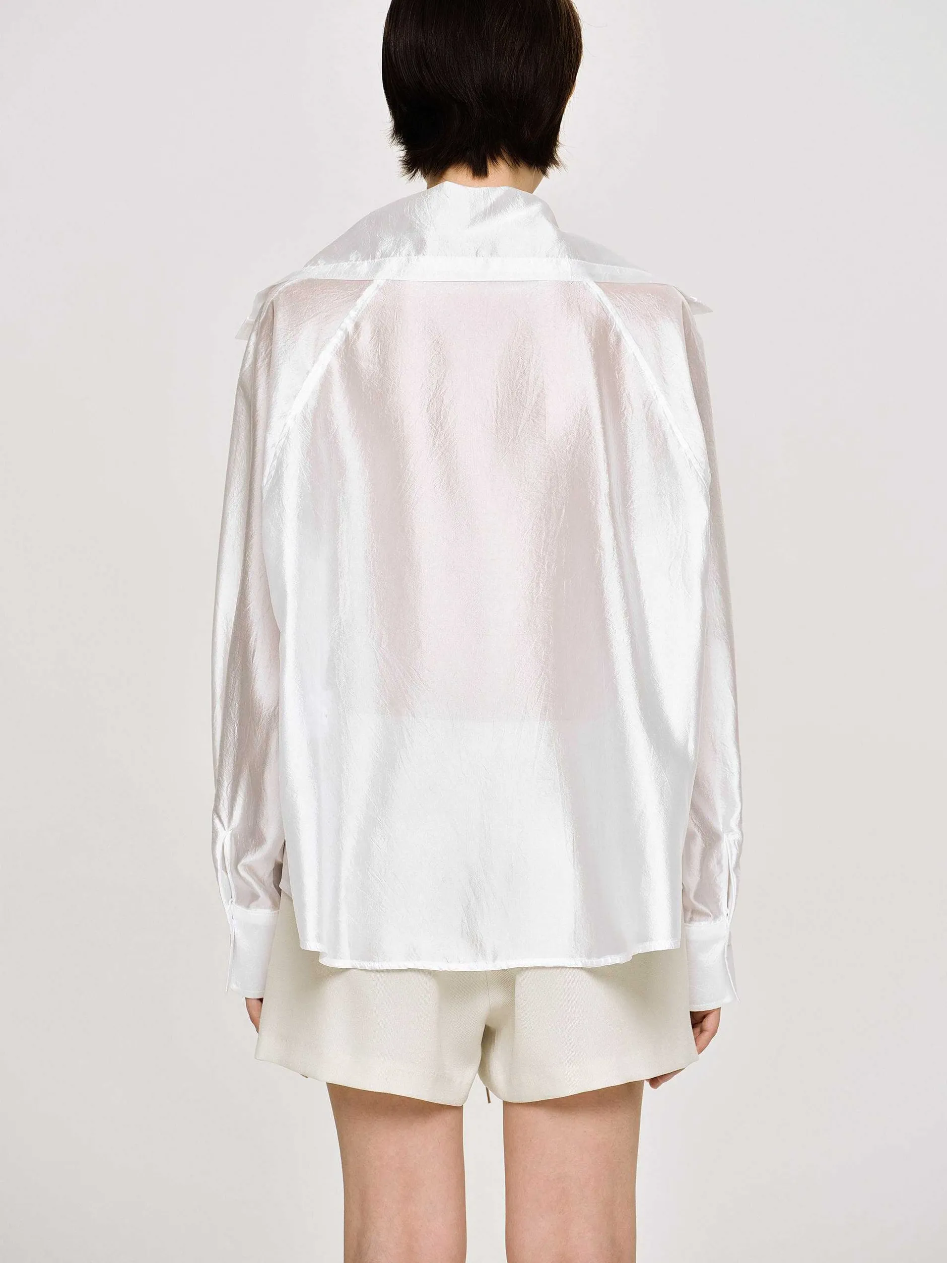 Frauen Source Unknown Kleidung<Transparentes Hemd Mit Matrosenkragen, Weis
