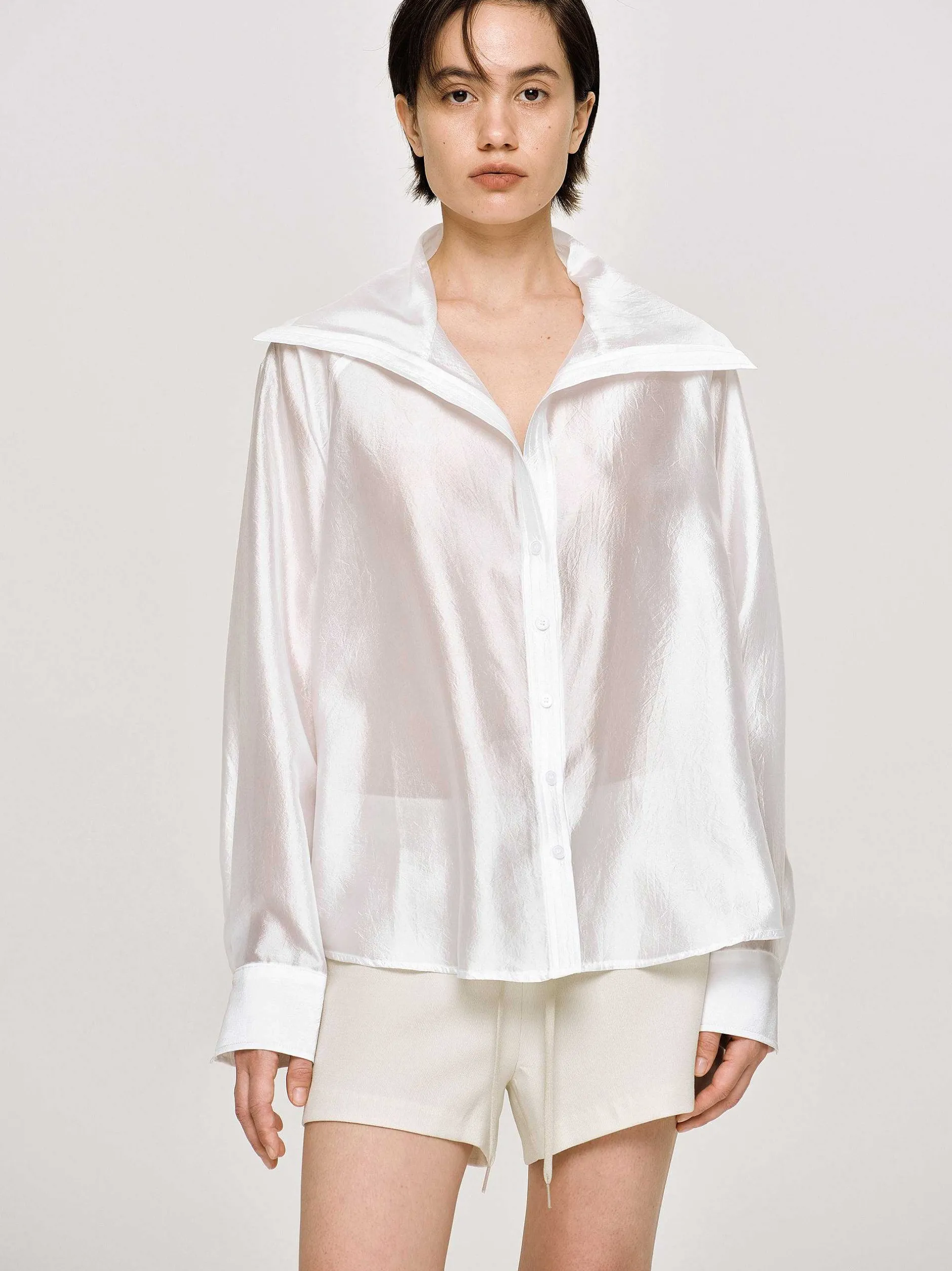 Frauen Source Unknown Kleidung<Transparentes Hemd Mit Matrosenkragen, Weis