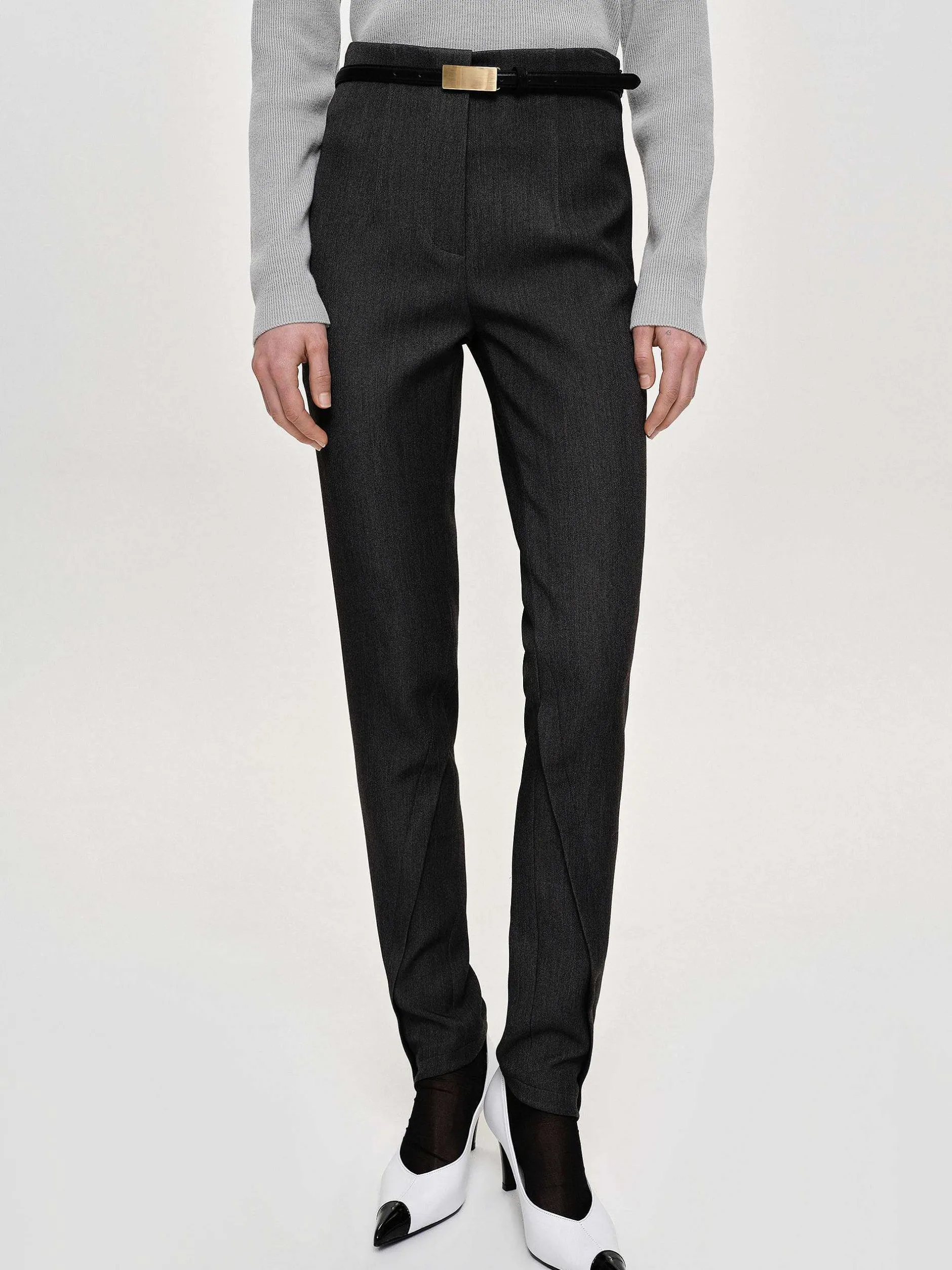 Frauen Source Unknown Unterteile<Tyia Schragschnitt-Slim-Hose, Dunkle Anthrazit