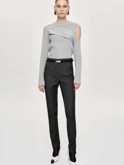 Frauen Source Unknown Kleidung<Tyia Schragschnitt-Slim-Hose, Dunkle Anthrazit