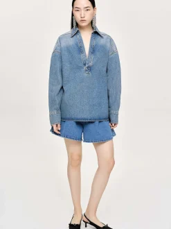 Frauen Source Unknown Kleidung<Ubergroses Jeanshemd, Tint Wash