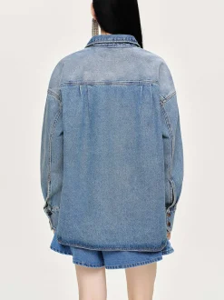 Frauen Source Unknown Kleidung<Ubergroses Jeanshemd, Tint Wash