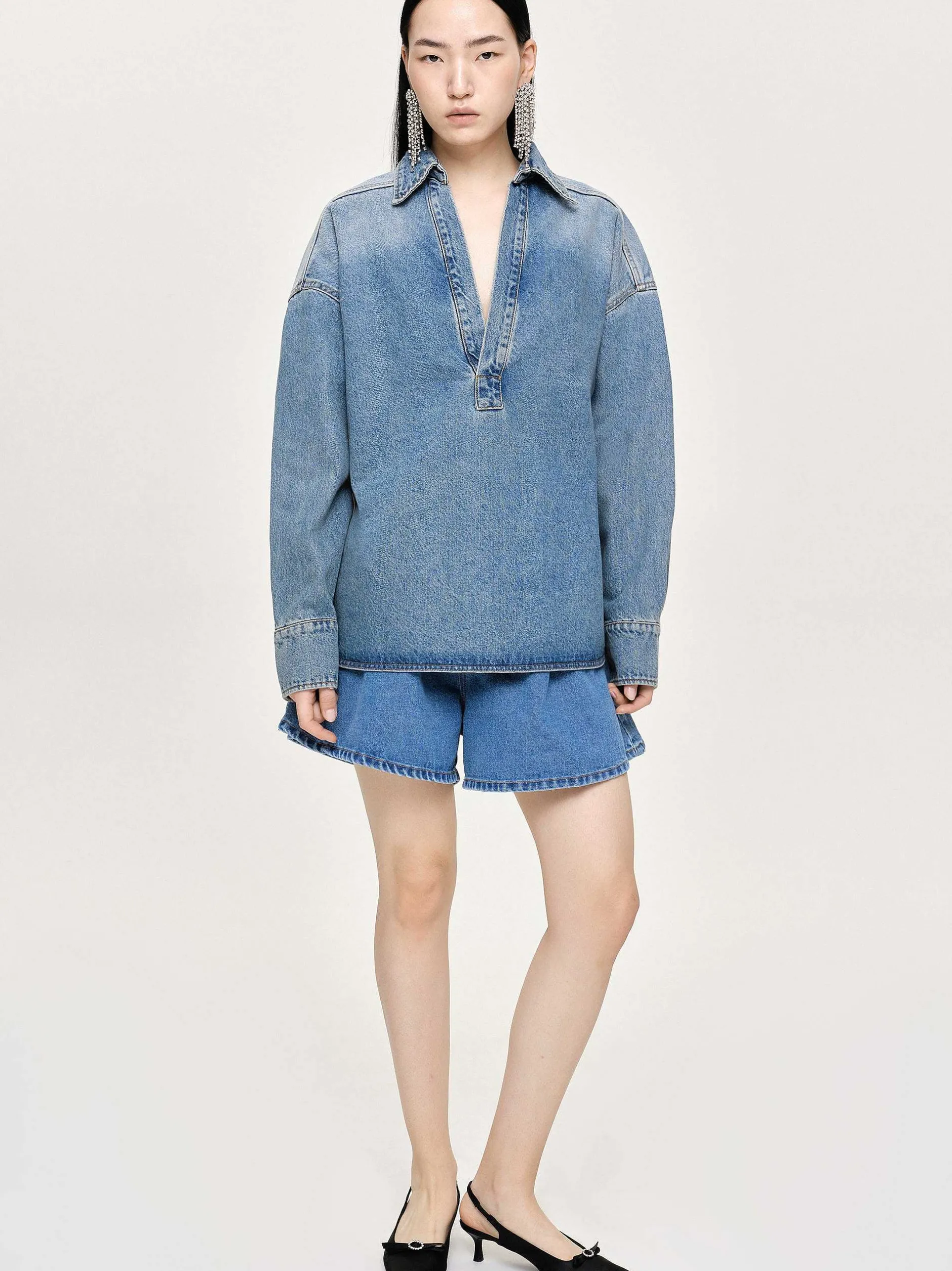 Frauen Source Unknown Denim<Ubergroses Jeanshemd, Tint Wash