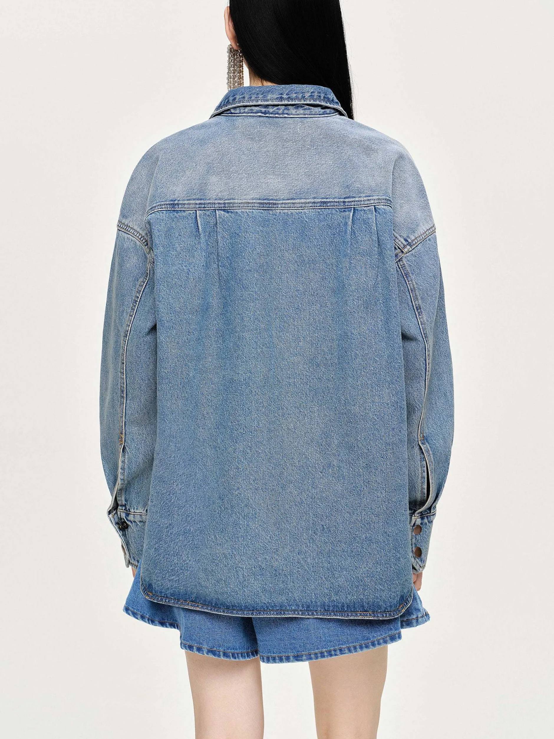 Frauen Source Unknown Denim<Ubergroses Jeanshemd, Tint Wash