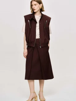 Frauen Source Unknown Zubehör<Vielseitige Weste Mit Reisverschluss, Black Cherry