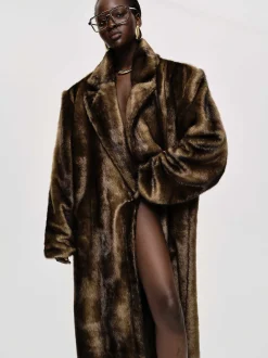 Frauen Source Unknown Kleidung<Wallis Fur Ubergroser Opa-Mantel, Espresso
