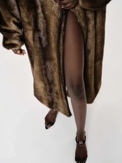 Frauen Source Unknown Kleidung<Wallis Fur Ubergroser Opa-Mantel, Espresso