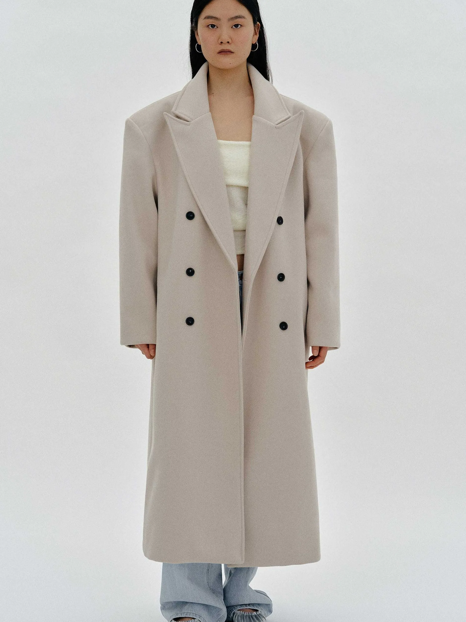 Frauen Source Unknown Kleidung<Wallis Ubergroser Opa-Mantel, Beige