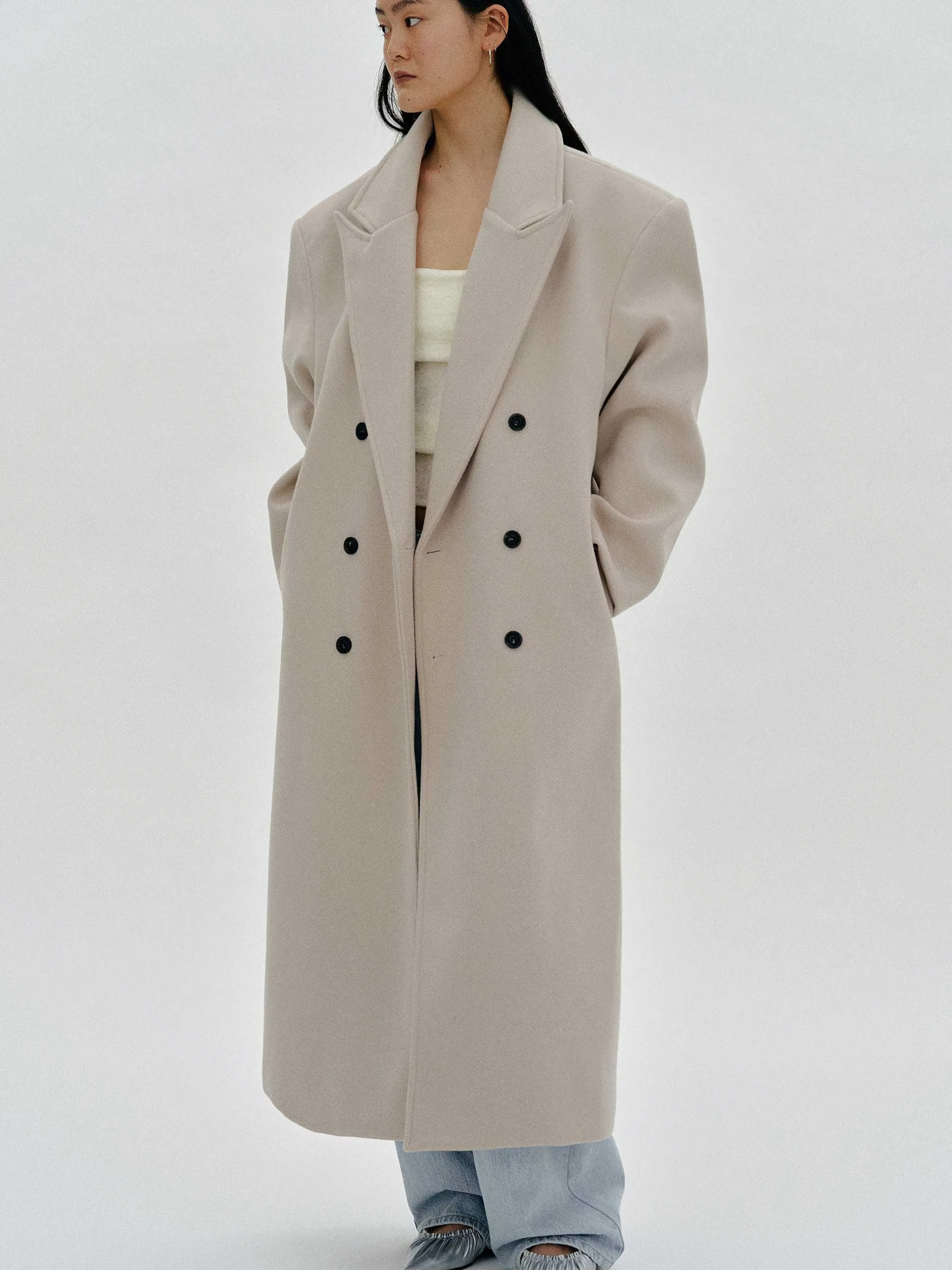 Frauen Source Unknown Kleidung<Wallis Ubergroser Opa-Mantel, Beige