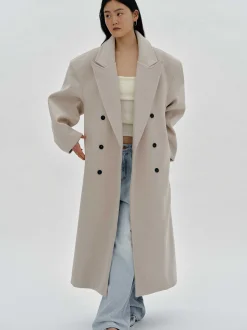 Frauen Source Unknown Oberbekleidung<Wallis Ubergroser Opa-Mantel, Beige