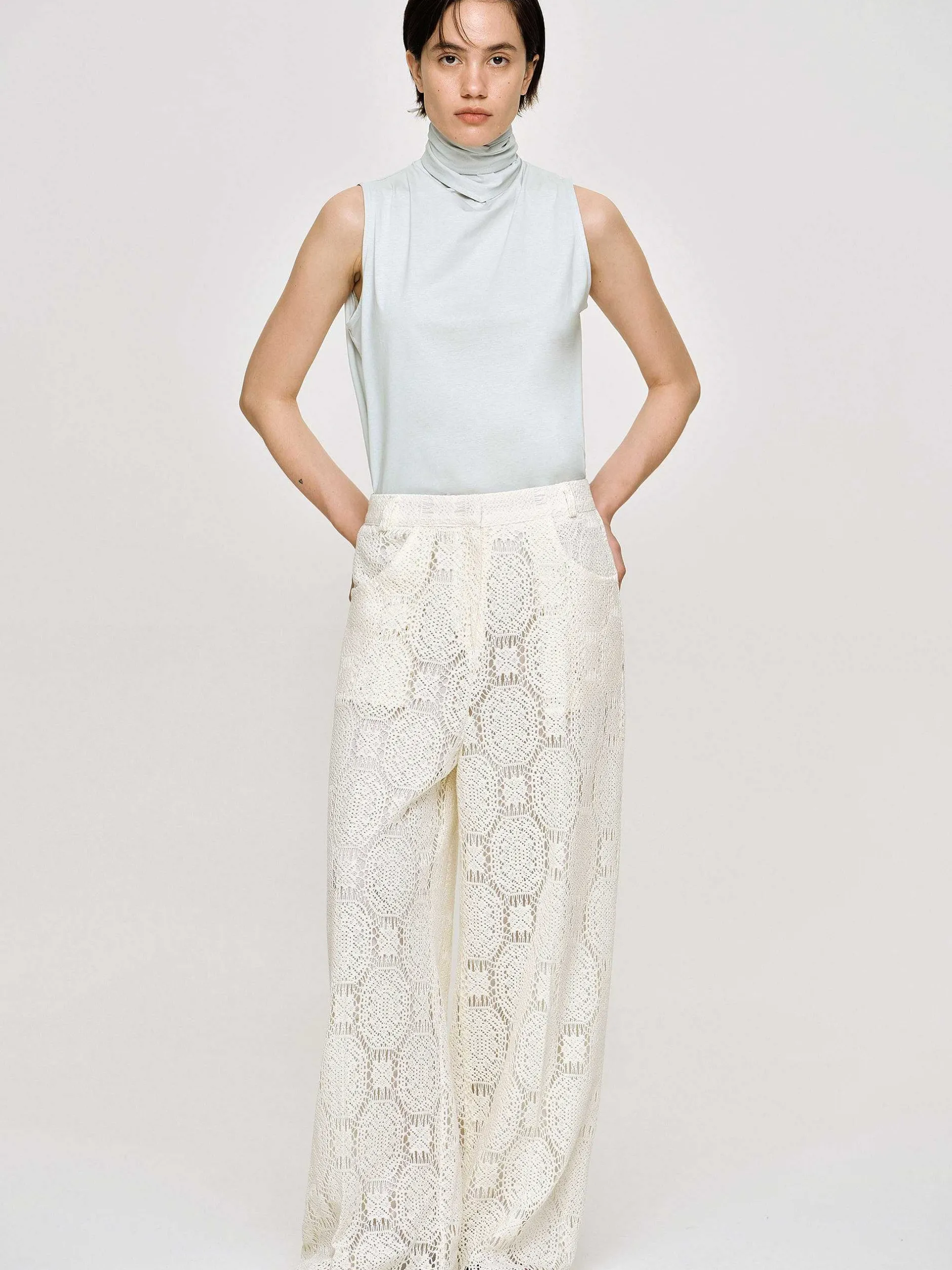 Frauen Source Unknown Kleidung<Weite Hakelhose Sevilla, Ecru