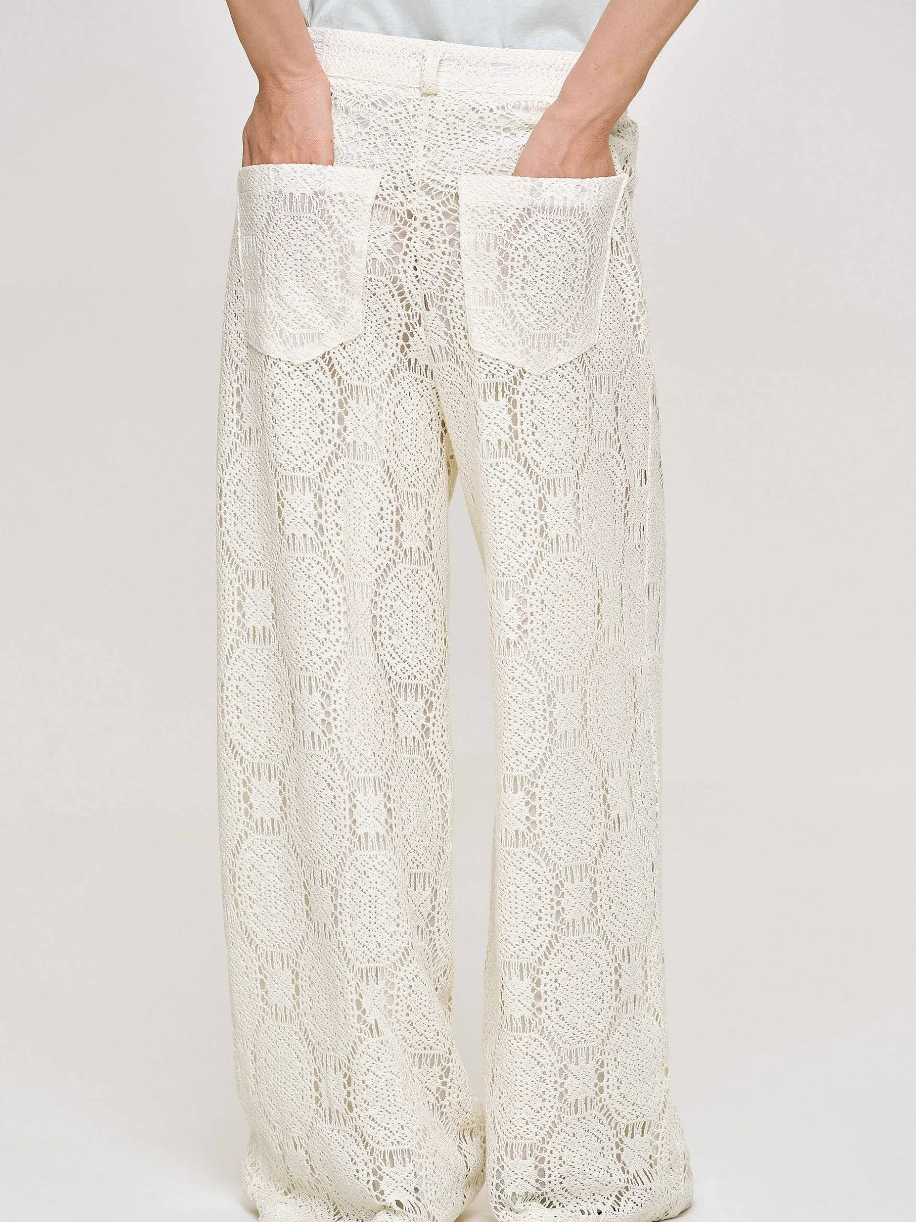 Frauen Source Unknown Kleidung<Weite Hakelhose Sevilla, Ecru